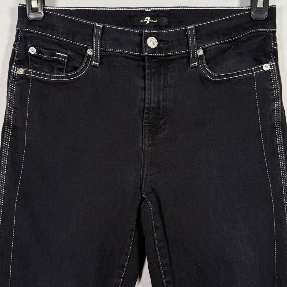 7 For All Mankind Womens Skinny Jeans Black Contrast Stitch Cropped 28 AU8398121 - Picture 3 of 10